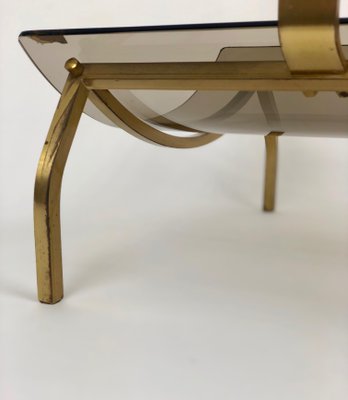 Brass & Smoked Glass Magazine Rack Stand from Fontana Arte, Italy, 1960s-LYQ-1171721