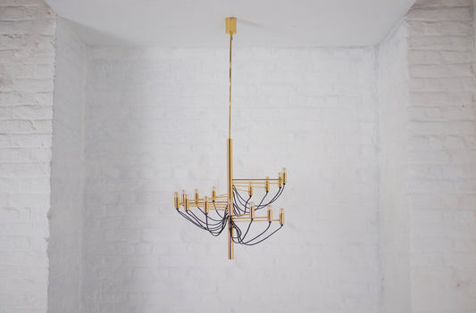 Brass Spiral Chandelier in the style of Sarfatti, 1980s