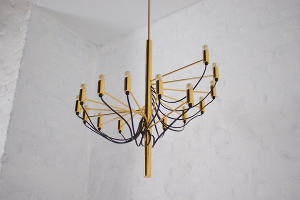 Brass Spiral Chandelier in the style of Sarfatti, 1980s-OWS-1698414