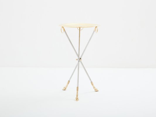 Brass & Steel Side Table with Serving Tray by Alberto Orlandi, 1970s-YJA-1787024