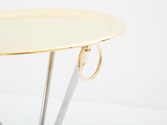 Brass & Steel Side Table with Serving Tray by Alberto Orlandi, 1970s-YJA-1787024