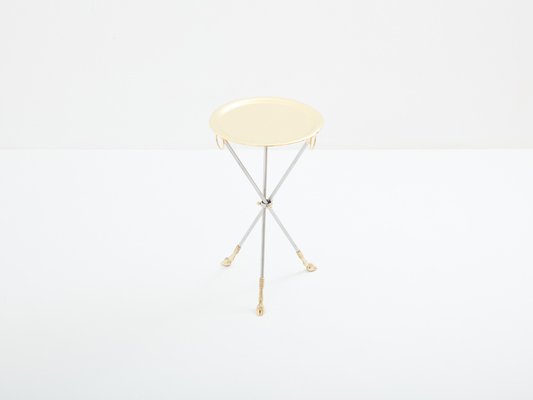 Brass & Steel Side Table with Serving Tray by Alberto Orlandi, 1970s-YJA-1787024