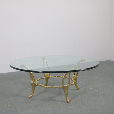 Brass Structure Table with Glass Top-SXX-1113352