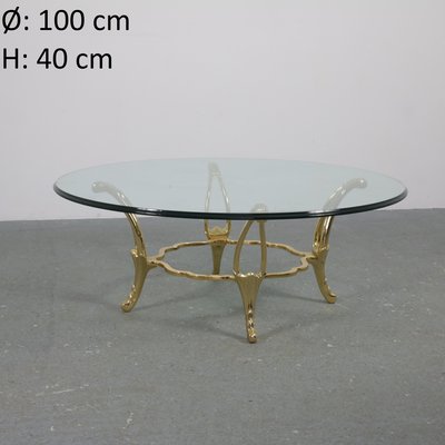 Brass Structure Table with Glass Top-SXX-1113352