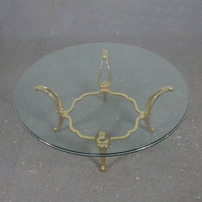 Brass Structure Table with Glass Top-SXX-1113352