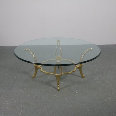 Brass Structure Table with Glass Top-SXX-1113352