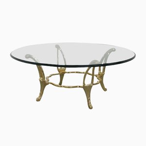 Brass Structure Table with Glass Top-SXX-1113352