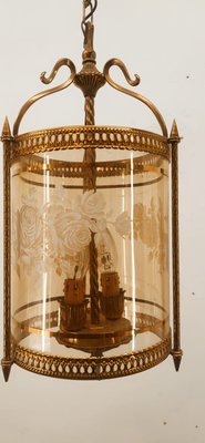 Brass Suspension Light in Decorated Glass-QLH-1402902