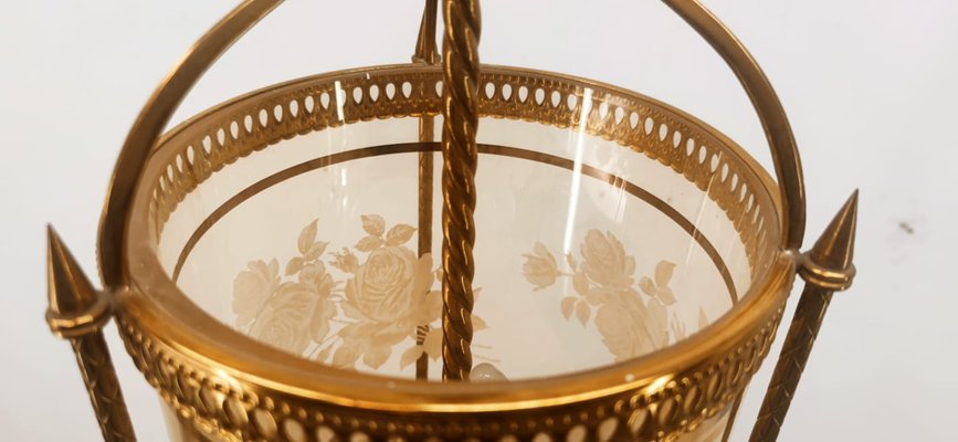 Brass Suspension Light in Decorated Glass-QLH-1402902