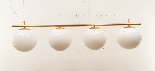 Brass Suspension with Glossy White Ball Glasses