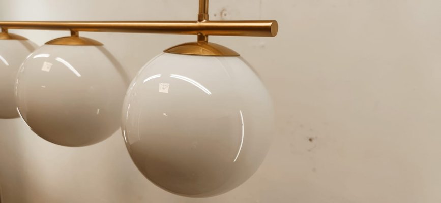 Brass Suspension with Glossy White Ball Glasses-QLH-1175046