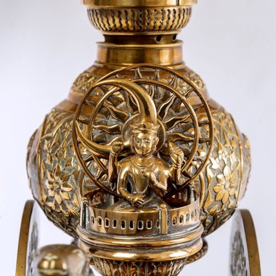 Brass Table Lamp in Silk Gold Thread from Shiva-UQL-1752333