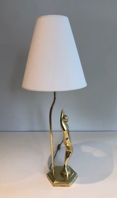 Brass Table Lamp Representing a Stylized Woman, 1970s-BA-1535403