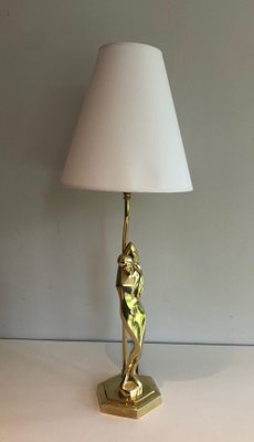 Brass Table Lamp Representing a Stylized Woman, 1970s-BA-1535403