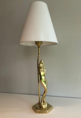 Brass Table Lamp Representing a Stylized Woman, 1970s-BA-1535403