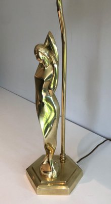 Brass Table Lamp Representing a Stylized Woman, 1970s-BA-1535403