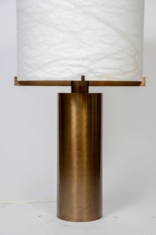 Brass Table Lamp with Alabaster Shade by Glustin Creation