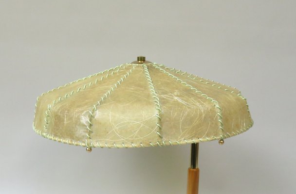 Brass Table Lamp with Cocoon Shade & Trumpet Base, Austria, 1960s-EY-985616