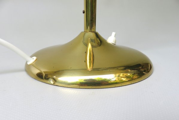 Brass Table Lamp with Cocoon Shade & Trumpet Base, Austria, 1960s-EY-985616