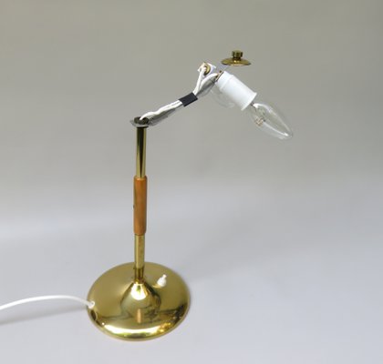 Brass Table Lamp with Cocoon Shade & Trumpet Base, Austria, 1960s-EY-985616