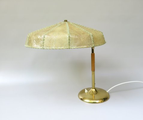 Brass Table Lamp with Cocoon Shade & Trumpet Base, Austria, 1960s-EY-985616