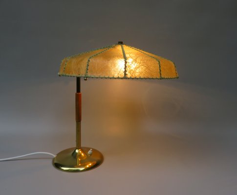 Brass Table Lamp with Cocoon Shade & Trumpet Base, Austria, 1960s-EY-985616