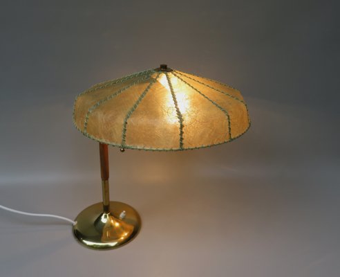 Brass Table Lamp with Cocoon Shade & Trumpet Base, Austria, 1960s-EY-985616