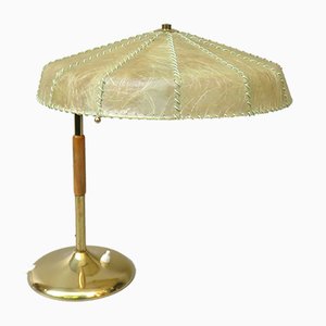 Brass Table Lamp with Cocoon Shade & Trumpet Base, Austria, 1960s-EY-985616