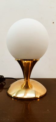 Brass Table Lamp with Satin White Sphere-QLH-1813432