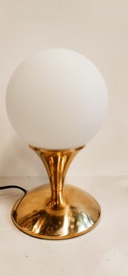 Brass Table Lamp with Satin White Sphere-QLH-1813432