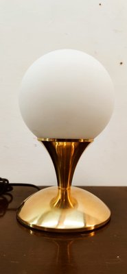 Brass Table Lamp with Satin White Sphere-QLH-1813432