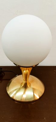 Brass Table Lamp with Satin White Sphere-QLH-1813432