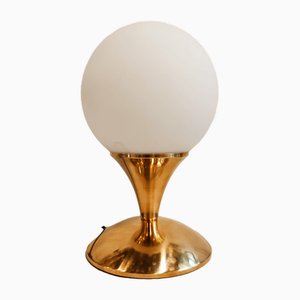 Brass Table Lamp with Satin White Sphere-QLH-1813432