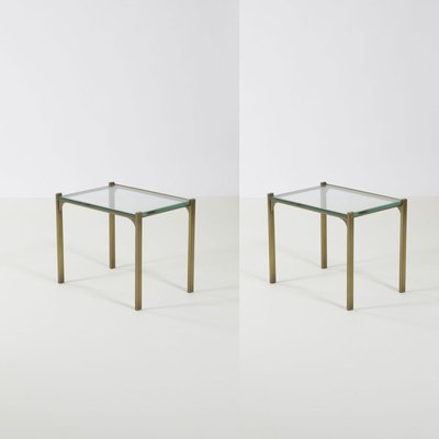 Brass Tables with Glass Tops, 1970s, Set of 2-FWM-909090