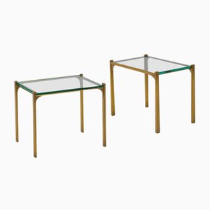 Brass Tables with Glass Tops, 1970s, Set of 2-FWM-909090