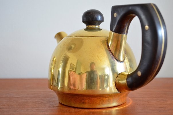 Brass Teapot with Stövchen, 1905, Set of 3-OV-1299425