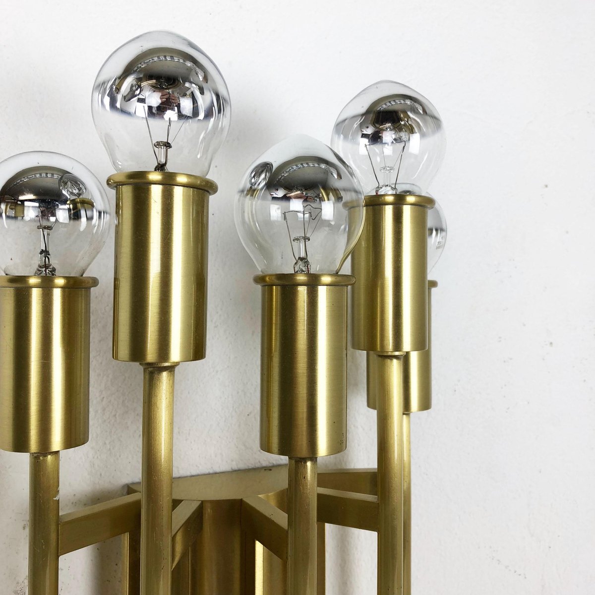 Brass Theatre Wall Ceiling Light in the Style of Stilnovo, Italy, 1970s