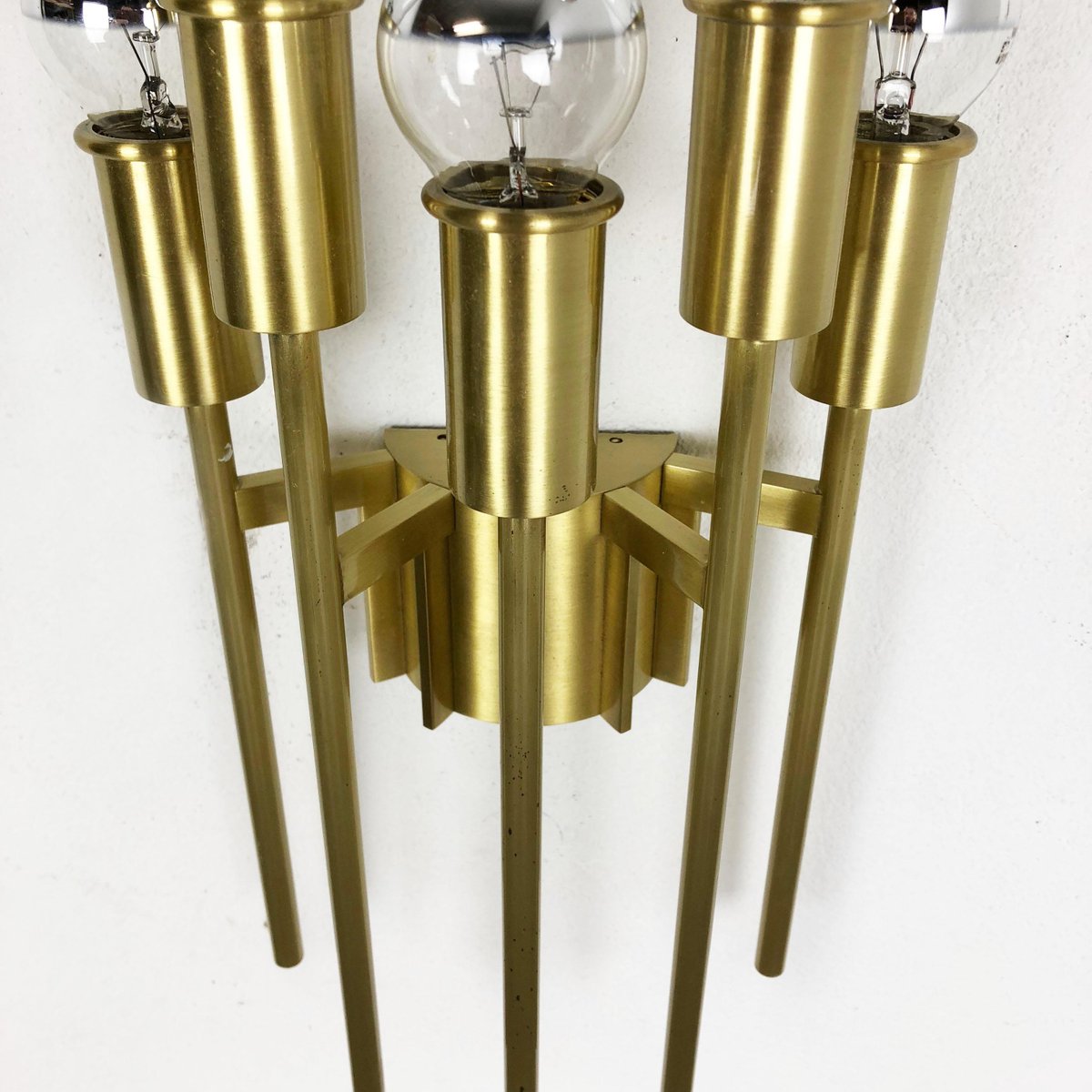 Brass Theatre Wall Ceiling Light in the Style of Stilnovo, Italy, 1970s