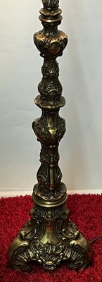 Brass Tiffany Shade Floor Lamp, 1970s-NGU-2016651