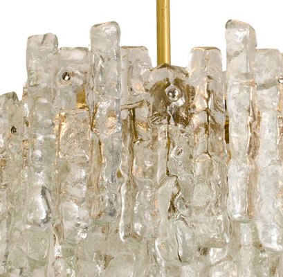 Brass Two-Tiered Ice Glass Pendant Chandeliers from Kalmar, 1970s, Set of 2-VDW-991997