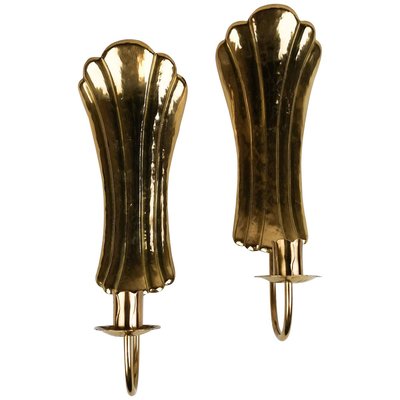 Brass Wall Candlesticks, Sweden, 1960s, Set of 2-UYK-806917