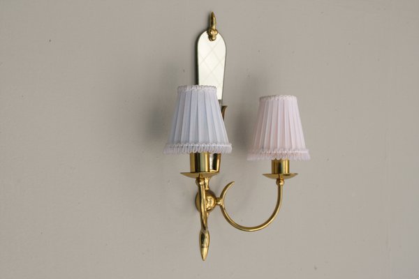 Brass Wall Lamp with Mirror, 1950-DUM-1311383