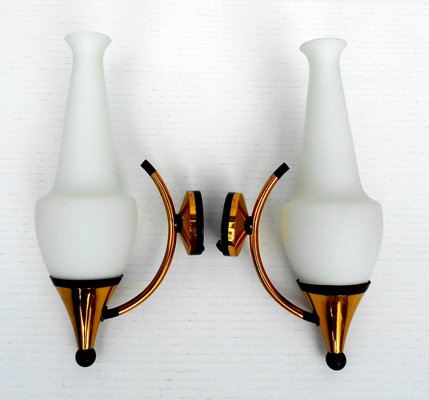 Brass Wall Lamps from Stilnovo, 1950s, Set of 2-EI-117834