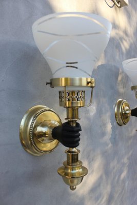 Brass Wall Light attributed to John Devoluy, 1950s, Set of 3-UWJ-1436686