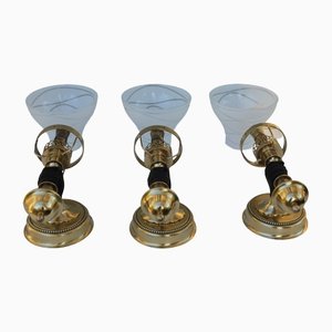 Brass Wall Light attributed to John Devoluy, 1950s, Set of 3-UWJ-1436686