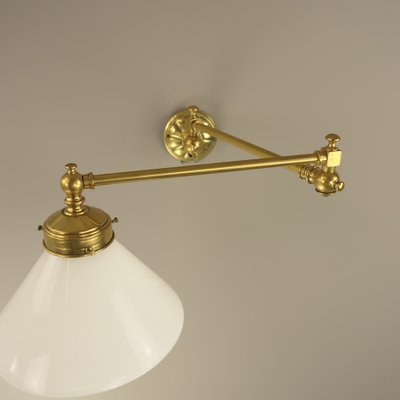 Brass Wall Light with 2 Swivel Arms, England, 1890s-KDB-1773628