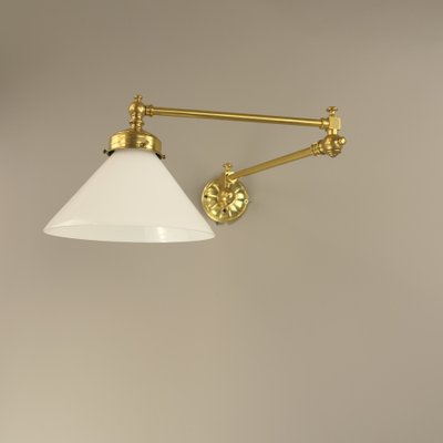 Brass Wall Light with 2 Swivel Arms, England, 1890s-KDB-1773628