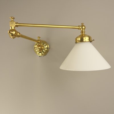 Brass Wall Light with 2 Swivel Arms, England, 1890s-KDB-1773628