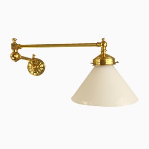 Brass Wall Light with 2 Swivel Arms, England, 1890s-KDB-1773628