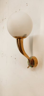 Brass Wall Light with White Sphere-QLH-1816647